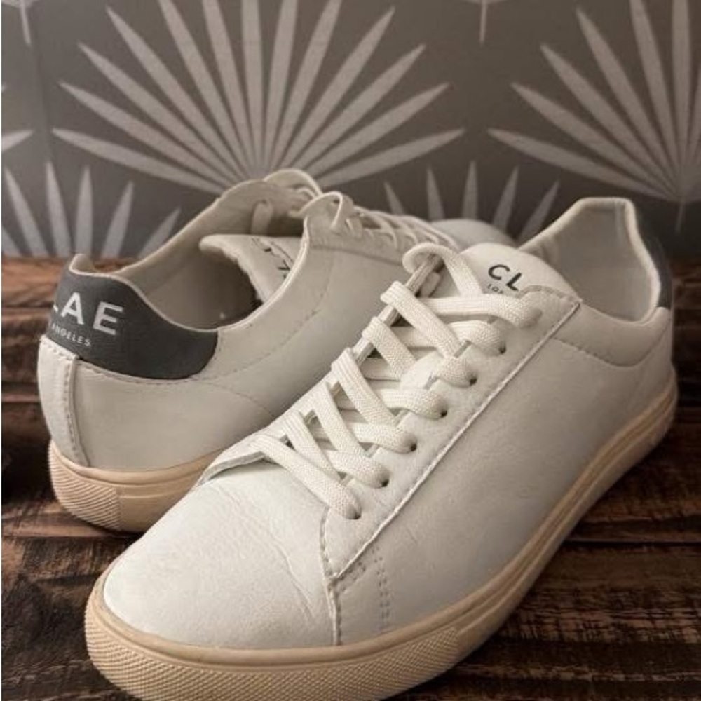 CLAE White Sneakers with Gray Accent